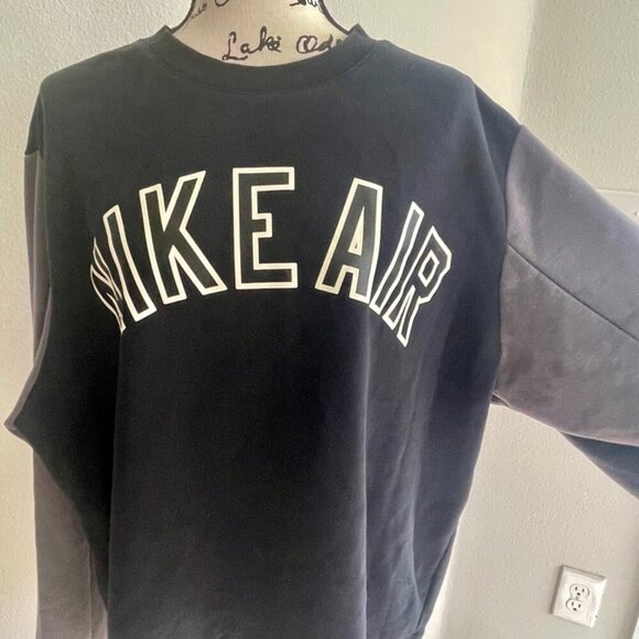 NIKE AIR SWEATSHIRT BLACK/GRAY SZ M BIG LOGO CASUAL ATHLETIC CORE VERSATILE - Picture 8 of 16